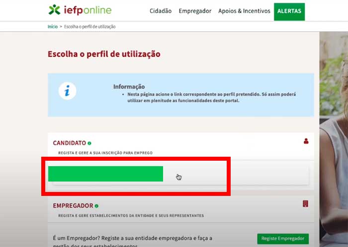 Perfil de utilização IEFP Online