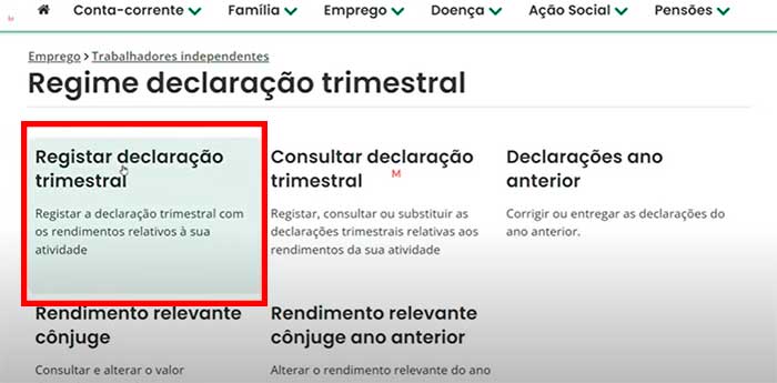 Registar Declaração Trimestral