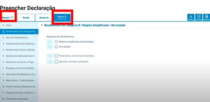 adicionar anexo b como preencher declaracao
