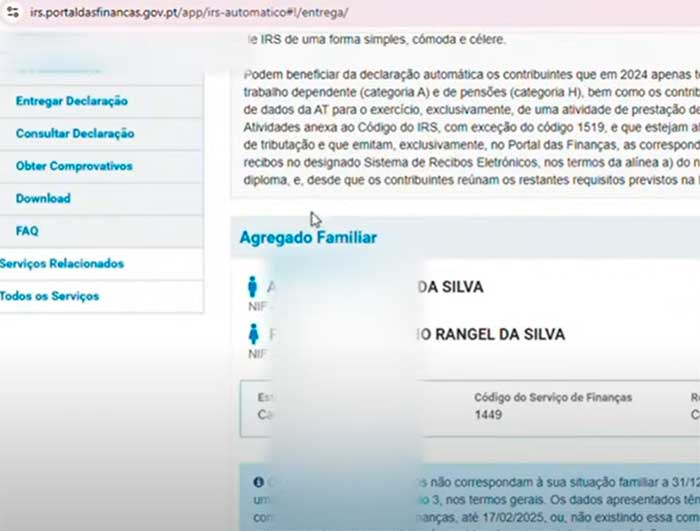 agregado familiar datos como fazer irs portal das financas