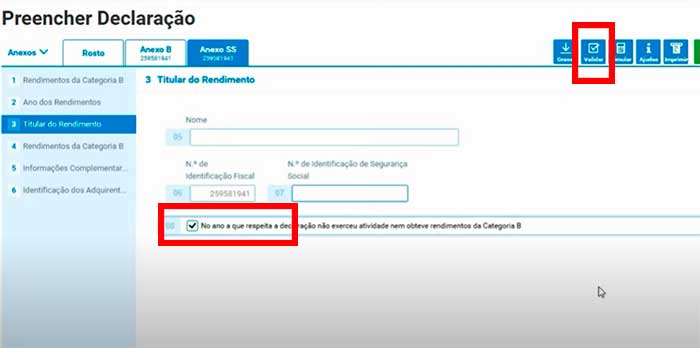 Quadro 3 Anexo SS — sem rendimentos