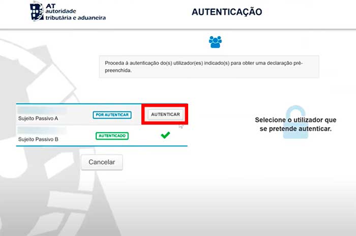 Autenticação do cônjuge para entrega conjunta