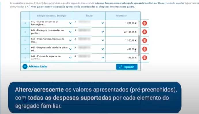 despesas agregado familiar anexo h quadro 6 c 1