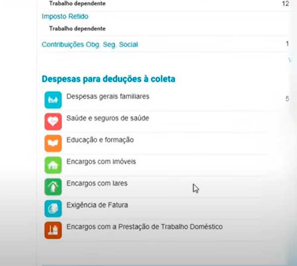 despesas para deducoes a coleta fazer irs portal das financas
