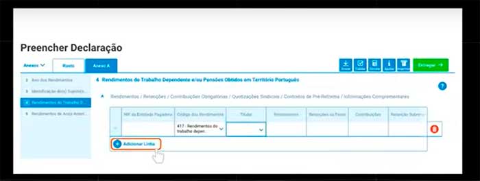 Preencher declaração IRS Jovem — Quadro 4A